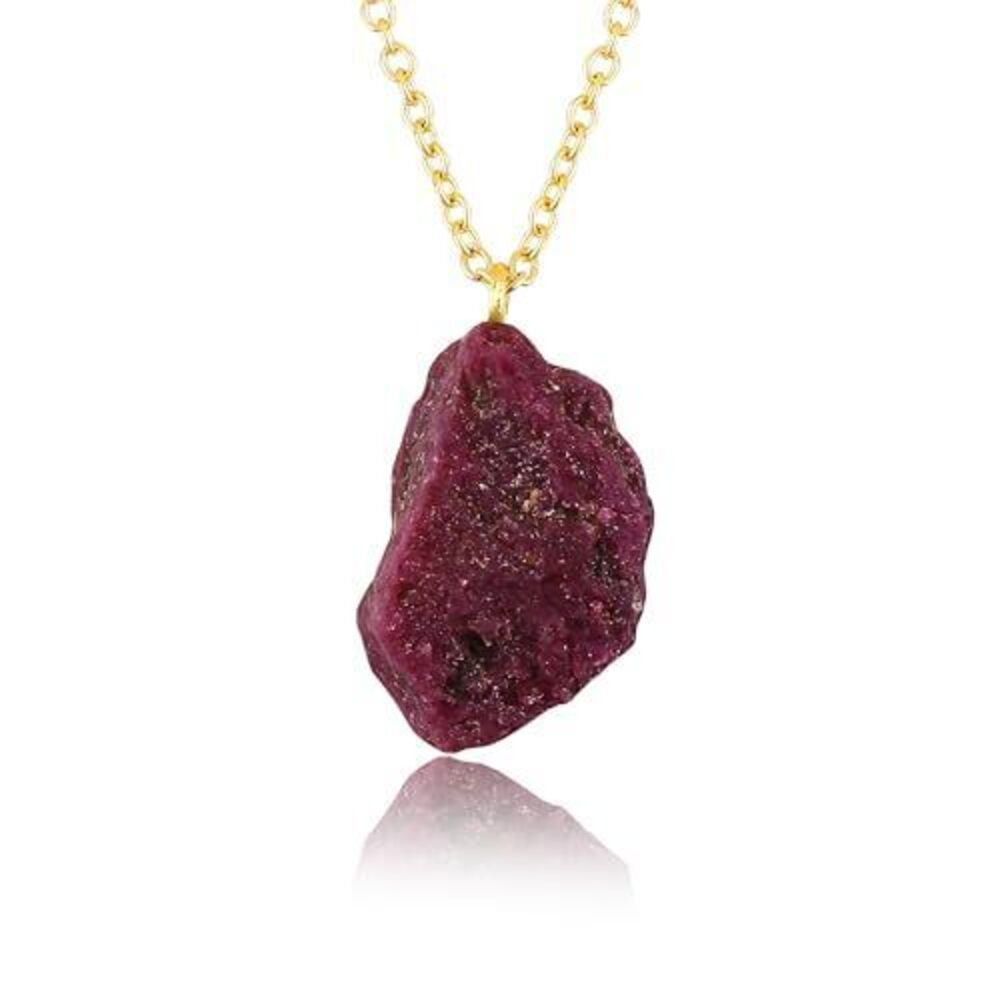 5074 Raw Ruby Gemstone Necklace – Natural Crystal Pendant on 18K Gold